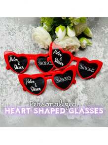 Lunettes à la mode personnalisées en forme de cœur avec texte/logo personnalisé - Accessoires de fête dégradés rose et violet, idéales pour les mariages, anniversaires et cérémonies de remise de diplômes - Cadeaux créatifs pour elle, petite amie, maman, amis, jolies lunettes, cérémonies de remise de diplômes, lunettes à la mode, plastique durable, lunettes originales, organisateurs d'événements, petits cadeaux de mariage, designs intéressants, montures légères, lunettes amusantes, cadeaux pour mamans