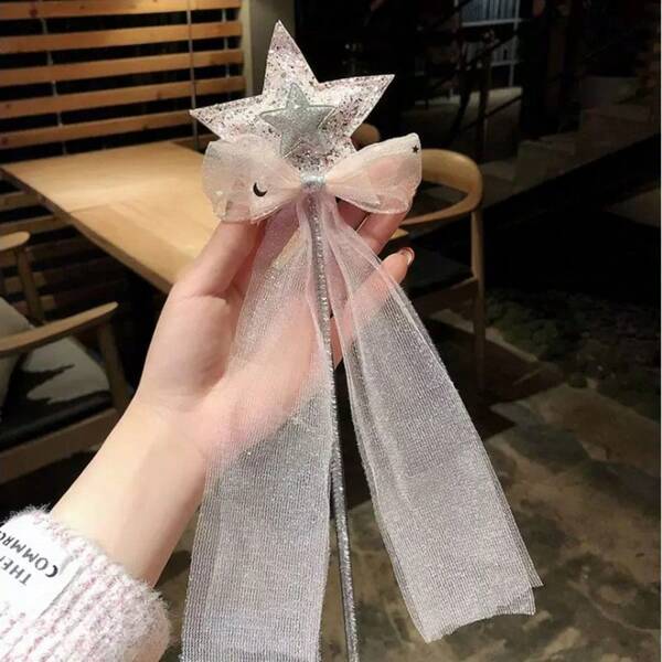 1pc The Super Fairy Little Princess Pink And Silver Magic Wand Is A Performance Prop. It Can Be Used Daily As A Dreamy Pink And Silver Magic Wand To Light Up The Heart Of A Young Girl. It Is An Exclusive Magic Item For The Magical World