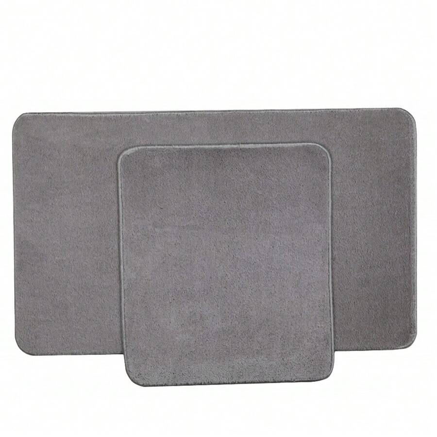2-Piece Non-Slip Bathroom Rug Set – Soft 100% Polyester Mats With Dotted PVC Backing – Includes 50x80 Cm & 50x40 Cm Mats – Machine Washable, Durable & Quick-Drying – Ideal For Bathroom, Entryway, Kitchen, Indoor Use – Made In Turkey