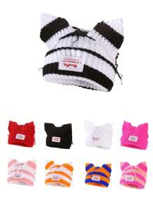 Chapéu de Malha Estilo Orelha de Porco, Gorro Macio de Camada Dupla e Quente, Unissex, 180g