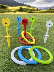 10 件户外沙滩运动投掷圈，PVC 材质，草坪游戏器械，投掷圈游戏，与家人和朋友分享快乐和互动娱乐，适用于公园、海滩、后院、露营 - 彩色 - 查看 5