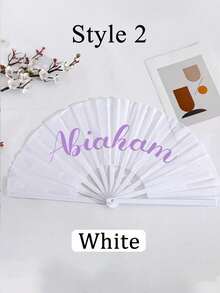 Personalized Name, Picture, White Fabric Fan, Bamboo Rib Wedding, Party Favor Handheld Fan, Paper And Bamboo Personalized Handheld Fan White Pink Black Wedding Bachelorette Party Girl Holiday Gift Wedding Birthday Order Baby Shower Bride, School Supplies, For Teacher, For Boys And Girls, For Teenagers, Junior High School Students, Middle School Students, High School Senior High School Students, College Students, University Students, Freshman, Sophomore, Underclassmen - Multicolor - View 2