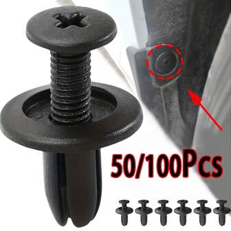 50/100 件通用汽车塑料紧固件固定夹，适用于内饰板、保险杠、格栅和后备箱衬里 - 通用汽车的替换推针铆钉 - 易于安装的汽车车身夹组合套件
