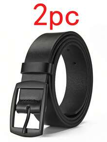 2条装男士时尚PU皮腰带，简约复古设计，光滑扣环，适合男士日常穿着，秋季、万圣节、秋冬季配饰，适合青少年、青年、男士，休闲、户外、运动、度假、毕业礼物、生日礼物、日常穿着