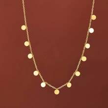 1pc 18K Gold Plated Music Disc Geometric Pendant Necklace, Suitable For Daily Wear And Gift, Handcrafted With Random Disc Quantity
