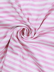 Áo thun dài tay cổ tròn kẻ sọc thời trang tối giản VIVINA dành cho nữ, thích hợp cho các hoạt động ngoài trời, mặc ngủ, dự tiệc, ngày Valentine, tụ họp tại nhà/trong nhà, trang phục mùa hè màu hồng. - Hồng - Xem 7