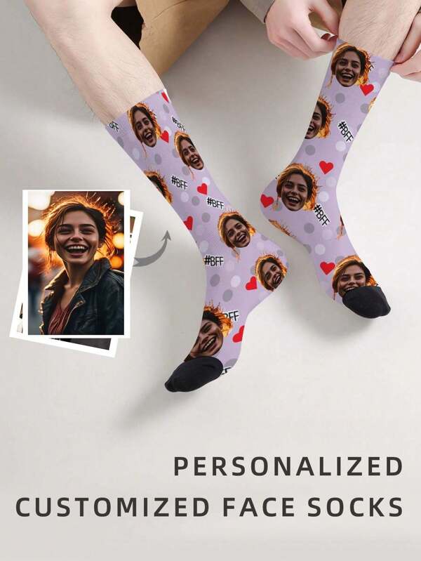 1 Pair Custom Face Socks, Custom Photo Sock, Custom Printed Socks, Personalized Funny Face Socks, Custom Picture Socks, Put Any Face On The Socks, Anniversary Gift, Valentine Gift, Birthday Gift, Wedding Gift, Mother's Day Gift, Father's Day Gift, Best Friend Gift, Gift For Mom/Dad, Gift For Girlfriend/Boyfriend, Gift For Her/Him