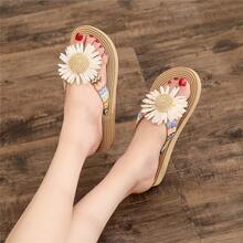 En verano, la nueva imitación de cuerda de cáñamo y Fondo de cáñamo, las mujeres usan chanclas,Plataformas y sandalias de cuña para mujer, tacones altos, laderas de playa y zapatillas femeninas. - Multicolor - Ver 2