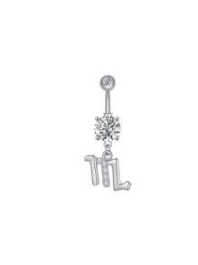 1 bucată culoare argintie culoare auriu-roz douăsprezece constelații zirconia sexy lung inel pentru buric piercing din oțel chirurgical femei inel pentru buric