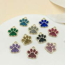 Mix de 10 peças de pingente de pata de gato com gotejamento de óleo em ouro antigo de 17x16 mm, face única, adequado para colar, pulseira, brinco, acessórios para fabricação de joias