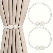 2 pièces Embrasse de rideau magnétique avec ornements de fausse perle - Boucles de corde en polyester classiques pour la décoration de la maison et de la pièce, accessoires élégants de traitement des fenêtres, rideaux pour le salon, le rangement des bébés