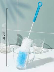 1pc Long Handled Cup Brush, Kitchen Glass Bottle Cleaning Brush, Milk Bottle And Teacup Washer, Manual Non Electric Cleaning Tool
