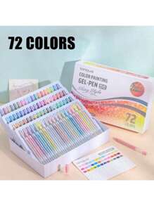 Languo 72 Colors Burst Flash Color Neutral Pen Set Jumbo Capacity Metallic Glitter Gel Pens, Flash Special Effects Highly Attractive Drawing Handbook Pen Highlighter 1mm, Elementary School Students Art Drawing Special Diy Drawing Book Can Be Stacked Color Impermeable Paper High Capacity Highlighter Highlighter Gel-Pen Hand Drawing Pen Can Be Used For Student Marking , Back To School Gifts