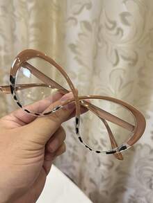 1 件女士休闲多色拼接无度数眼镜，适合日常佩戴和街头摄影 - 上茶下透粉 - 查看 7