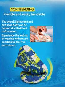 1双儿童鞋，夏季新款男童徒步鞋，时尚几何随机印花弹力透气网面套脚鞋，男童户外沙滩游泳鞋，耐磨橡胶鞋底，适合室内瑜伽、跳绳、跑步训练、度假、劳动节、儿童节等活动