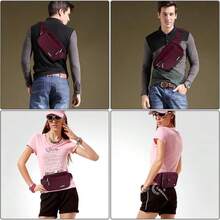Riñoneras para mujeres y hombres, bolsa de cintura, bolsa de cadera conúltiples bolsillos, gran capacidad, impermeable, bolsa casual para viajes de, ciclismo, correr, senderismo (rosa) - Burdeos - Ver 7