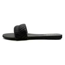 lunryet Women's Square Open Toe Slides Braided Woven Single Band Slip On Flat Sandals Tua-1 - Black - View 9