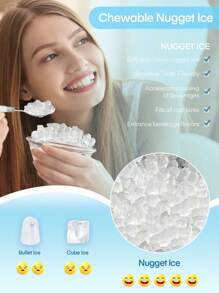 Nugget Ice Maker Countertop, 50lbs/24H Soft Chewable Pebble Ice Machine, Portable Pellet Ice Makers With Self-Cleaning For Home Kitchen Office, Stainless Steel