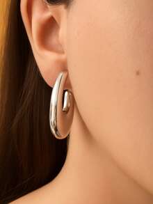 Women's Hoop Earring Abstract Design Carved Bold Modern Modern Curves Organic Maximalist High Fashion - Bạc - Xem 4