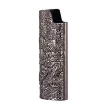 1 pieza Carcasa para encendedor con diseño 3D de Pixiu, apta para encendedor BIC J6 de tamaño completo: carcasa de metal fashion durable a prueba de explosiones, encendedor vintage minimalista a prueba de viento y duradero - Multicolor - Ver 3