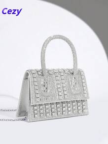 Cezy Bolso de mano de noche con aplicaciones de cristal y strass, un bolso elegante apto para fiestas, bodas, galas, cenas/banquetes, que combina con vestidos de novia, vestidos formales, vestidos de baile, vestidos de cumpleaños, vestidos de fiesta