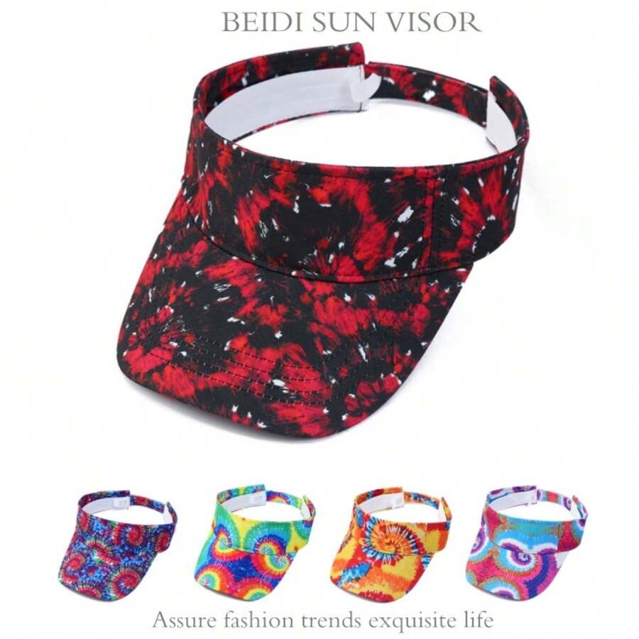 1pc Colorful Tie-Dye Visor Hat, New Spring/Summer Unisex Outdoor Sun Protection Hat