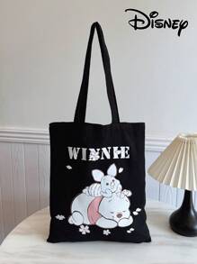 Disney 1 bolso de lona con diseño de Mickey/Winnie the Pooh/Goofy/Pluto/Minnie/Donald Duck/Daisy, bolso de hombro casual de playa, de gran capacidad y reutilizable para compras, con estampado floral para mujer, ideal para uso diario, salidas, compras o vuelta al colegio