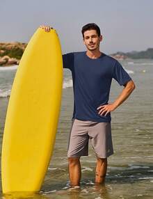 KEFITEVD Men's Rash Vest Rash Guard UV Shirts UPF 50+ Swim Top Short Sleeve Quick Dry T-Shirt For Surfing Running Hiking - Navy Blue - View 7