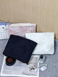 Cute Cartoon Girlish Cosmetic Bag Coin Purse, Versatile Fashion Small Compact Makeup Bag, Ladies Discreet Sanitary Pad Holder, Zipper Closure Elegant Makeup Pouch, Small Cute Quilted Linen Cosmetic Bag, Children's Festival Gift, Suitable For Various Occasions, Soft Lightweight Portable Makeup Bag, Portable Lipstick Bag & Coin Purse Travel Essentials Vacation Summer Holiday Back To School School Stuff Bag For School Travel Bag For Women Makeup Bag For Travel - Multicolor - View 1