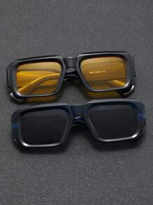 1/2/2/4 Pairs Men Square Rivet Minimalist Fashion Fashion Glasses, Suitable For Daily Driving, Stage Performance, Party, Travel