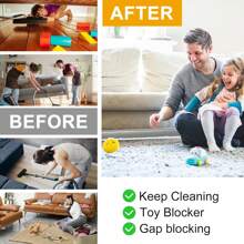 6pcs Under Couch Blockers - Adjustable Pet Toy Blocker, Furniture Gap Stopper For Toys And Debris, Cuttable Design For Clear & Stop Things Going Under Sofa, Bed, And Shelves, Gap Cover Blocks | Durable Plastic