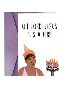 1Pc Oh Lord Jesus, This Is A Fire. Fun Birthday Card With Envelope (4.92 Inches * 6.93 Inches), Suitable For Family, Friends, Men And Women, Small Business Items, Unusual Items, Thank-You Cards, Birthday Decorations, Humorous Birthday Cards. - Multicolor - View 13