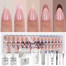 SXC Cosmetics French Tip Press On Nails - Skin Tone Nude And Color Series, Short Coffin X-Pro Tips Starter Kit ST119KIT - ST115KIT-m Almond - View 1