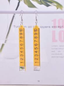 1 Pair Creative Ruler Design Women Dangle Earrings, Party Decoration Jewelry