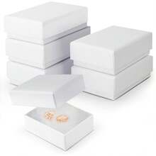 Local Delivery-BULK PARADISE 6-Pack Cotton Fill Cardboard Paper Jewelry Box Gift Case Size 3.08x2.28 X1.1 Inches (White) Package May Vary - Default - View 1