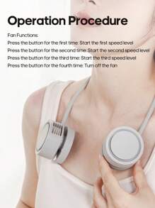 kinscoter 1PC Rechargeable 1600mAh Portable Hanging Neck Fan Foldable Summer Air Cooling Bladeless Mute Neckband Fan
