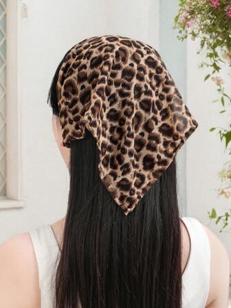 女士头巾 1 件女士雪纺豹纹头带，休闲头巾围巾，适合街头、海滩、拍照、日常装扮、节日礼物时尚发饰经典发带，发带秋冬度假装女士