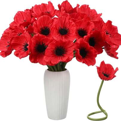 1/6/12 st konstgjorda vallmoblommor, 29 cm falska blommor för vägg, vardagsrum, sovrum, bröllop, festdekor, skrivbordsfyllning. Hem, skrivbordsdekor, kök, bröllop, bord, bordsdekorationer, kontor, trädgård, utomhus, hus, uteplatsdekor, vår-, sommar-, höst- och vinterdekoration