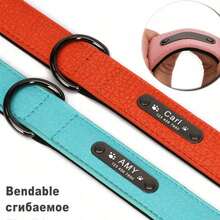 Personalized Engraved Genuine Leather Dog Collar (Leash Optional), Soft Padding, Textured Leather, Suitable For Small, Medium, Large Dogs - Multicolor - View 3