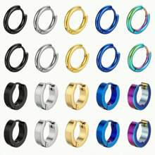 10 Pair Of Fashionable Hip-Hop Style Stainless Steel Earrings, Suitable For Both Men And Women To Choose From Multiple Colors, Suitable For Daily Or Party Use, And Can Be Given As A Gift To Friends