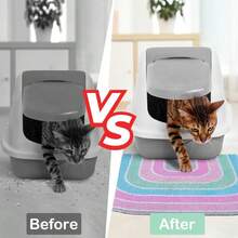 Unicorn Catcher Cat Litter Mat Quality Litter Box Mat Large Non-Slip Cat Litter Mat Litter Trapping Mat Soft Kitty Litter Mat Compatible Two Litter Boxes Cat Products Easy To Clean,Light Pink,XL - Pink - View 4