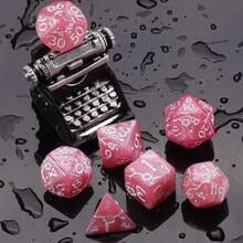 Zestaw 7 kości do gry Plum - ekskluzywne kości wielościenne z wzorem kwiatu śliwki do gier RPG D&D Dungeon And Dragons, idealne do kolekcji kości lub na prezent (Halloween, Boże Narodzenie, Wielkanoc). - Wielokolorowe - Zobacz 6