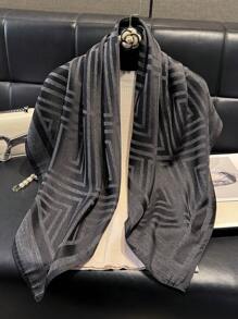 1 pieza Bufanda de mujer minimalista con estampado geométrico brillante, chal suave elegante, hijab, chal, pañuelo de cabeza perfecto para todas las estaciones, protección UV ligera