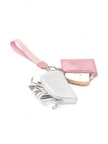 Ví cầm tay mini có khóa kéo dành cho nữ, hai ngăn, dây đeo cổ tay, ví đựng chìa khóa, ví đựng tiền xu, ví mini màu đen, ví đựng tiền xu. - Nhiều màu - Xem 6