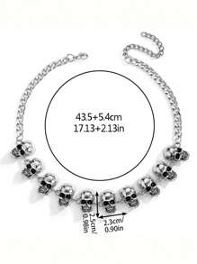 suteyi 1 pieza Collar de estilo gótico de moda con cuello exagerado y múltiples calaveras conectadas