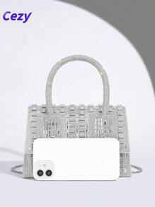 Cezy Bolso de mano de noche con aplicaciones de cristal y strass, un bolso elegante apto para fiestas, bodas, galas, cenas/banquetes, que combina con vestidos de novia, vestidos formales, vestidos de baile, vestidos de cumpleaños, vestidos de fiesta