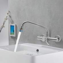 YUNRUX Wall-Mounted Kitchen Faucet, Kitchen Faucet, Faucet With 360° Rotation, Wall Faucet, Stainless Steel Sink Faucet - Silver - View 4