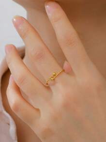 LIKGREAT 1 Pc Women's Stainless Steel Double-Ended Spiral Ball Adjustable Open Ring, Fashionable Minimalist Design, Gift