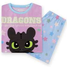 How to Train Your Dragon Girls Pyjamas, Toothless Kids Pjs, Dragon Girls' Pyjama Set For Summer - Pink - View 8
