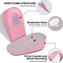 Correct-Position Height Increase Insoles, Heel Cushion Inserts, Heel Lift Inserts Leg Length Discrepancies (Pink, 1 Height) - Pink - View 2